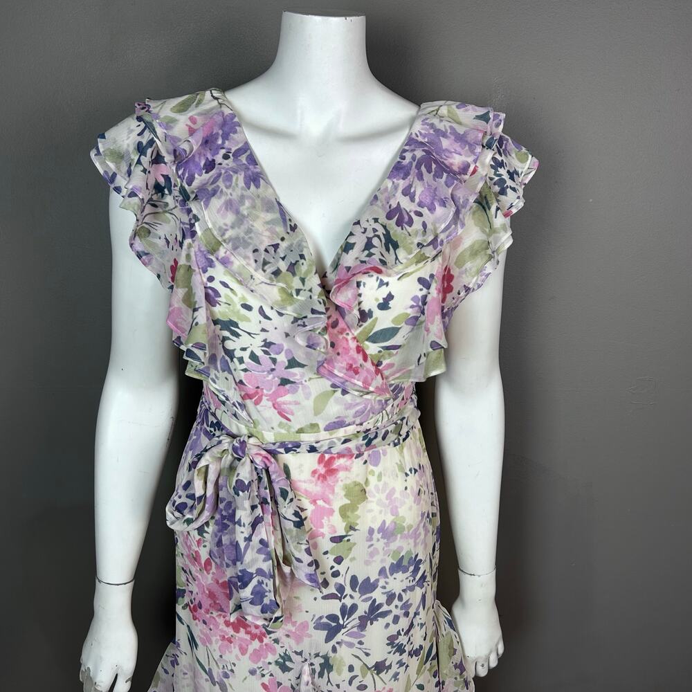 Lauren Ralph Lauren Maxi Dress Size 0 Ruffle Floral Cottagecore Feminine NWT - Picture 2 of 16